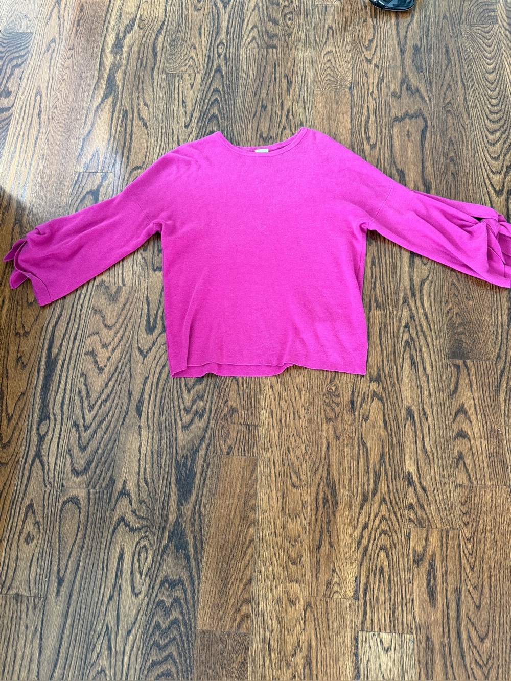 CAbi Vibrant Pink Tie-Sleeve Knit Sweater